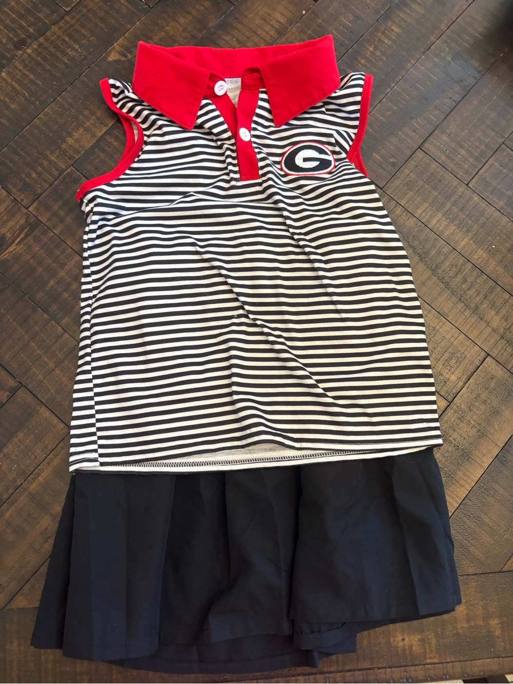 Georgia Bulldogs Sleeveless Striped Polo shirt + skirt - Red, Black, White